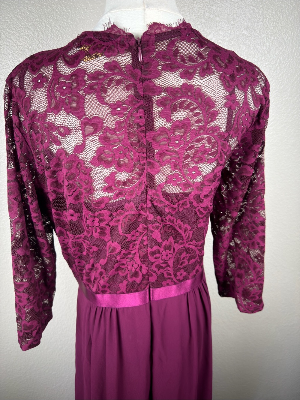 NWOT Miusol Deep Plum Lace-Top Long Sleeve Maxi Dress,XL - Picture 6 of 10